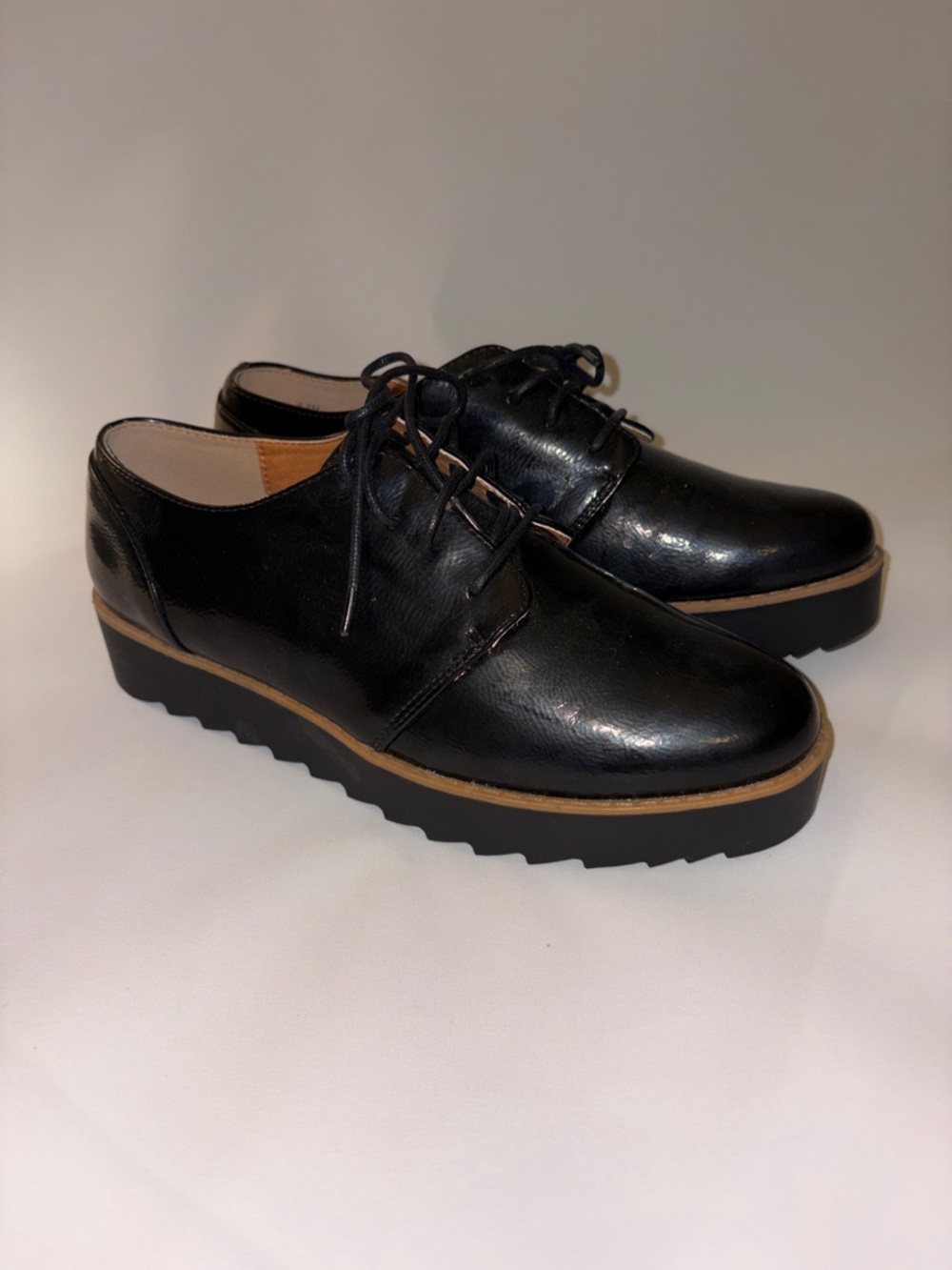 Chinese Laundry Black Platform Lace-Up Oxfords‎ Size 8.5